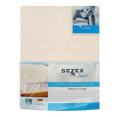 SETEX Molton matrasbeschermer, 200 x 200 cm, hoekrubbers, 100% katoen, basic, natuurlijke kleuren