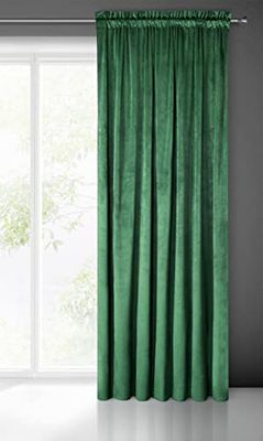 Eurofirany Pierre Velvet Fluwelen gordijn met plooiband-1. STK 215g/m² woonkamer slaapkamer modern klassiek, donkergroen, 140x300cm