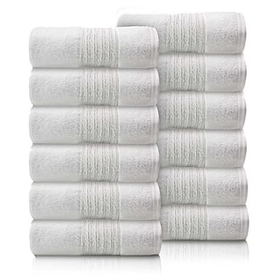 GC GAVENO CAVAILIA 12 Pack Face Towels Set (30x30 CM) - Cotton Face Cloths - Quick Drying & Highly Absorbent Fingertip Towel Washcloth For Bathroom, Spa, Gym Towels - White