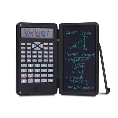 Calculatrice Scientifique à 240 Fonctions, Tableau d'écriture de 6 Pouces, Stylet électronique Inclus, Couvercle de Protection, Bouton de Commande, Batterie 1 x CR2025, Couleur Noire