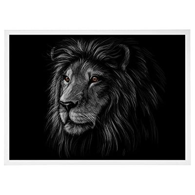 Arterby's® - Premium Poster Quadro Cornice Tela Canvas Dipinto Mood - Illustrazione Animali Foresta Paesaggio - Made in Italy - HD Tela con Cornice Semplice Bianca 50x70 cm B003 D003
