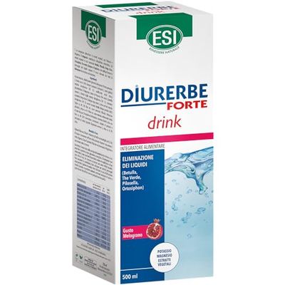 ESI - Diurerbe Forte, Integratore Alimentare a Base di Melograno, Favorisce la Diminuzione del Ristagno di Liquidi e Tossine nel Corpo, Senza Glutine e Vegano, Gusto Melograno, 500 ml