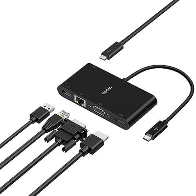 USB-C Multimedia + Charge Adapter (GBE, HDMI, VGA, USB-A), BLK (100W PD)