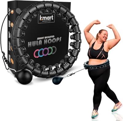 K-MART Smart Hula Ring Hoops, Hoela-cirkel 24 afneembare fitnessring met 360 graden automatische rotatie, massage (zwart antraciet)