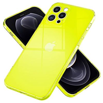 NALIA Duidelijke Neon Siliconen Hoes compatibel met iPhone 13 Pro Hoesje, Transparant Kleurig Stralend Anti-Geel Vergelingsvrij, Dunne Beschermhoes TPU Siliconen Telefoonkoffer, Kleur:Geel