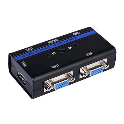 AISENS A111-0064 - Switch KVM VGA USB 1U-2PC con Cavo per Controllare Due CPUs, Nero