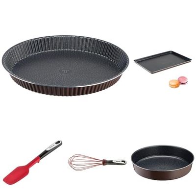 Tefal Success Moule à tarte 30 cm + Plaque à pâtisserie+ Moule à manqué + Ingenio Fouet silicone + Ingenio Spatule Maryse silicone