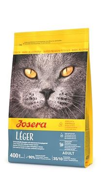 JOSERA Léger 400 g | Croquettes pour chat en surpoids ou stérilisé | Faible teneur en matières grasses | Aliment Super Premium pour chat adulte peu actif | Sachet de 400 g
