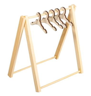 Rayher Mini Perchero de Madera, FSC 100%, 11,5x12cm, +5 Perchas, Bolsa 1set, Natural, 46814505