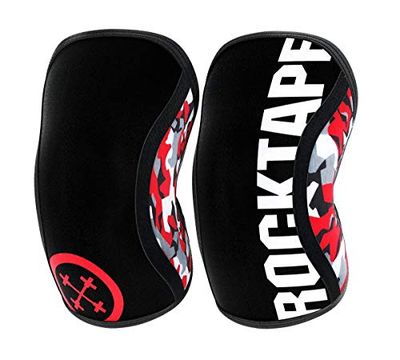 RockTape Manchons de Genou Assassins 7mm - Néoprène Durable pour Compression, Chaleur et Stabilité, Camouflage Rouge, Petit