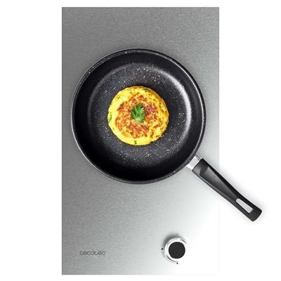 Cecotec Plaque de Cuisson à Gaz Bolero Squad G 1400S Inox avec 1 Foyer, 3,4 Kw, Grille en Fonte, Foyer à Triple Anneau, Allumage Électronique, Système de Sécurité des Valves, Conversion au Gaz Butane