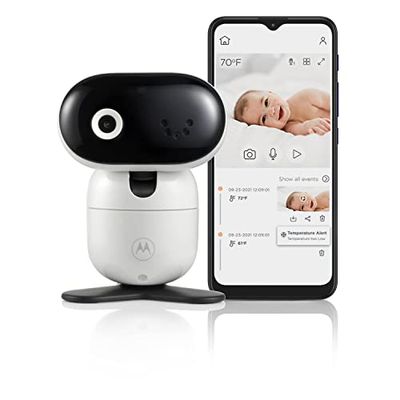 Motorola Nursery PIP1010 Con Babyfoon - Baby Camera - Bedienen met Motorola Nursery App - Kantelen, Draaien en Inzoomen - Nachtzicht, Twee-Weg Communicatie, Slaapliedjes en Meer - Wit