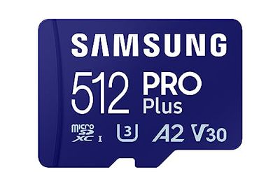 Samsung PRO Plus Tarjeta de memoria MicroSD con Adaptador SD, 512GB, 180 y 130 MB/s, Full HD & 4K UHD, UHS-I, U3, V30, A2, Compatible con Smartphone Android, Tableta, GoPro y Dron DJI (MB-MD512SA)