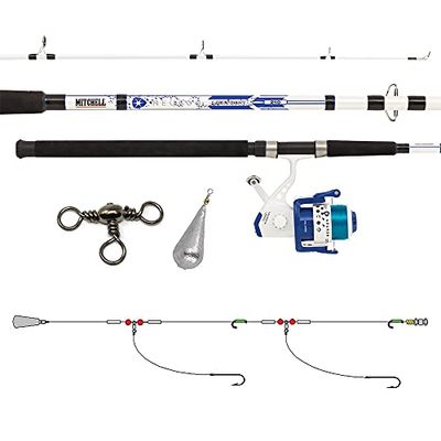 Mitchell Neuron Dorade 212 - Juego de cañas y carretes, blanco, azul, para Pesca