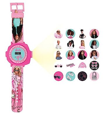 Lexibook Montre Bracelet Ajustable écran Digital avec 20 Projections de l'univers Barbie-pour Enfant, Rose
