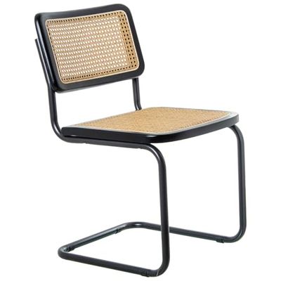 SILLA MADERA/MIMBRE PATAS METAL NEGRO_48X53X81CM ALT. ASIENTO:47CM