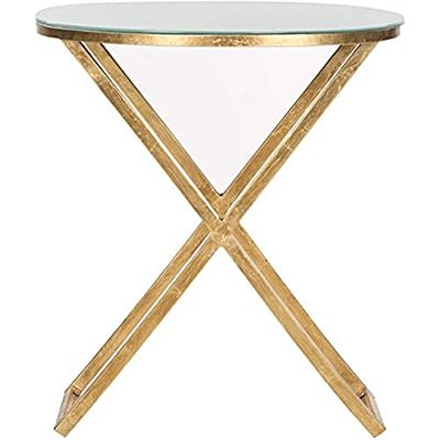 Safavieh Lillian Accent Mesa, Metal, Oro/Cristal Blanco