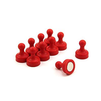Aimant á Carrelage Rouge Haute Puissance pour Réfrigérateur, Bureau, Tableau Blanc, Tableau D'Affichage 19mm dia x 25mm de Haut - Pack de 10