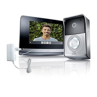 Somfy 2401446 Kit Videocitofono con schermo touch, Nero/Grigio metallizzato, 7 pollici