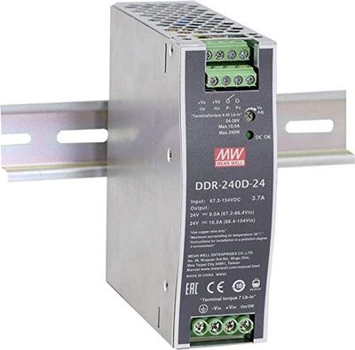 Mean Well DDR-240D-24 - Convertidor de Carril DIN (24 V CC, 10 A, 240 W)