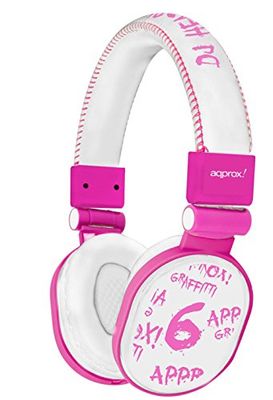 Approx APPDJGP hoofdtelefoon (kabel bedraed, 20 – 20.000 Hz, 110 dB, 1,5 m, roze, wit)