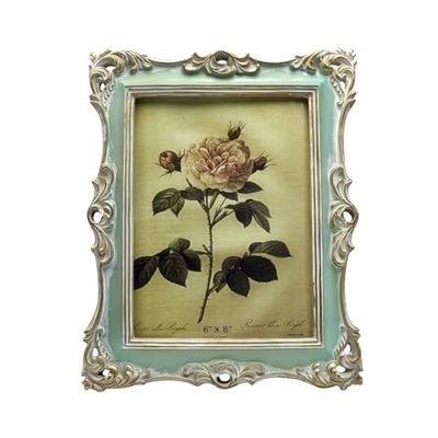 CISOO Cadre photo vintage de 15,2 x 20,3 cm - Vert - Pour table et décoration murale - Motif floral rétro - Décoration d'intérieur - Galerie de photos
