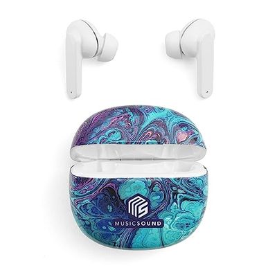 Music Sound | TWS in Ear | Cuffiette Auricolari Bluetooth con Custodia di Ricarica - PlayTime 25h - Fantasia "Fluido"
