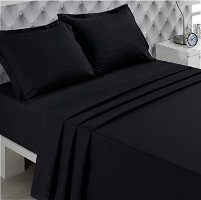 VISION - Bedlaken 270 x 300 cm - Kleur: zwart - 100% Katoen draaddichtheid 57
