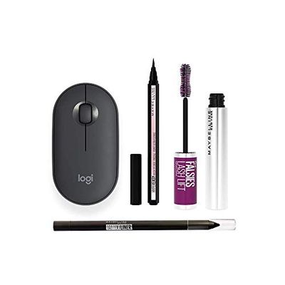 Logitech Pebble Mouse Wireless + Maybelline New York Mascara AlLungante Falsies Lash Lift + Eyeliner in Penna Hyper Easy + Matita Occhi Tattoo Liner Gel Pencil