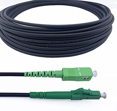 Elfcam® - Glasvezelkabel van staal, afgeschermd SC/APC naar LC/APC OS2 Simplex Singlemode LSZH, zwart (70 m)