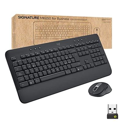 Logitech Signature MK650 Combo for Business, mouse e tastiera senza fili, Logi Bolt, Bluetooth, SmartWheel, certificato a livello globale, Windows/Mac/Chrome/Linux - Nero