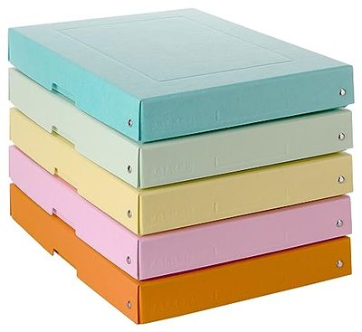 FALKEN Original PureBox Pastel Pack of 5 Made in Germany 40 mm High DIN A4 Assorted Colours Storage Box with Lid Made of Sturdy Cardboard Vegan Gift Box Transport Box All-Purpose Box