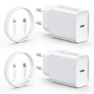 2-Pack Caricatore for iPhone 14/14 Pro/14 Pro Max/14 Plus 13 12 11 SE XR X XS 8 7, iPad Air Mini, AirPods, 30 W USB C Carregatore Rapido con 2M Cavo USBC Rapida Testa Ricarica Rapida Charger