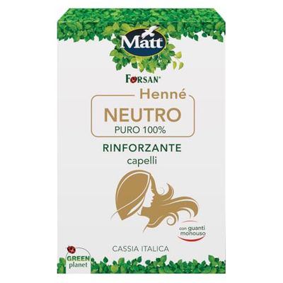 Matt, Henna Neutral, Italienskt Cassia-baserat hårförstärkare, 100% naturligt, fritt från färgpigment, perfekt för splittrat och blekt hår, återupplivar naturlig färg, 2 enkeldosfickor på 50 g