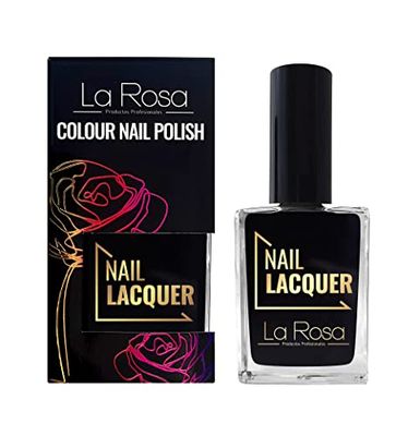 La Rosa Productos Profesionales Vernis à Ongles Couleur Énergétique avec Bonne Couvrance Formule Durable Bonne Consistance Application Facile avec Pinceau Bien Forme 15 ml Noir