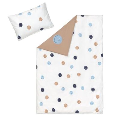 LÄSSIG Juego de Ropa de Cama Infantil de algodón orgánico, Certificado Gots de 2 Piezas, Juego de Cama Smile Milky/marrón