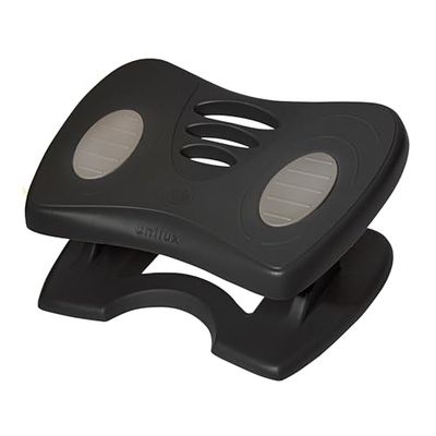 Unilux Poggiapiedi ergonomico regolabile, sotto la scrivania, poggiapiedi antiscivolo, nero