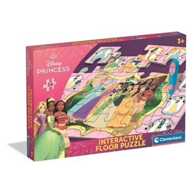 Clementoni Quiz-Vloerpuzzel, Disney Princess, interactieve puzzel met pen, educatief spel voor kinderen vanaf 3 jaar, 24 delen, 62 x 42 cm, 16685