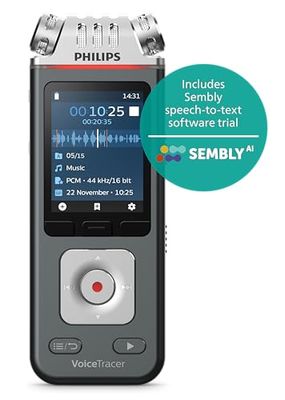 Philips DVT6115 VoiceTracer Enregistreur Audio avec Logiciel de Reconnaissance vocale dans Le Cloud Sembly