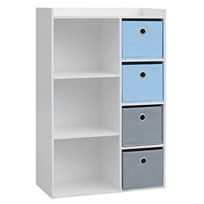 Judy Wild Armário Happy 3 NISJFS com 4 caixas azul e cinzento, 62 x 29 X H96 cm
