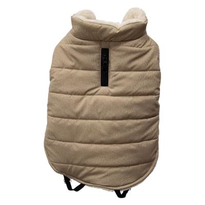 JACK AND VANILLA, Chaqueta Polar para Perro, Comodidad óptima, diseño Elegante, fácil de Mantener, Ajuste, Ideal para Todas Las Ocasiones, L, Beige, Modelo 5Th Avenue Dogwalk