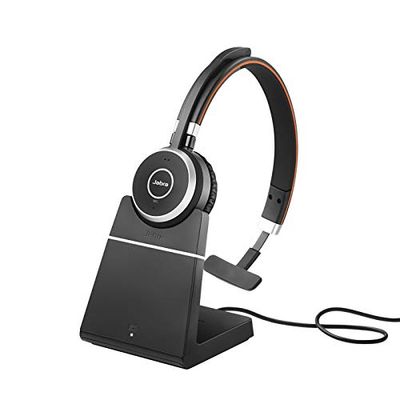 Jabra Evolve 65 SE - Micro-casque mono Bluetooth sans fil - Micro à réduction de bruit, haute autonomie et base de chargement - Certifié MS Teams, fonctionne avec les principales plateformes - Noir