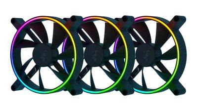 Razer Kunai Chroma Hydraulisk RGB LED PWM Performance Fan (140 mm) – Hydrauliska aRGB PC-fläktar (tysta, kraftfulla, anslut upp till 8 fläktar, PWN fläktkontrollstöd, Chroma aRGB) 3 fläktar