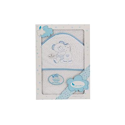 Interbaby 01223-11 dziecięcy ręcznik kąpielowy z kapturem OSO PONY, biały e niebieski, niebieski
