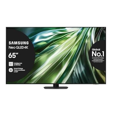 SAMSUNG TV QE65QN90DATXZT Neo QLED 4K Mini LED, Smart TV 65" Processore NQ4 AI Gen2, Neo Slim, DVBT-2, Q-Symphony & Dolby Atmos, Integrato con Alexa, Titan Black 2024