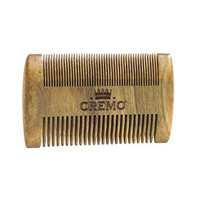 CREMO - Premium Beard Comb For Men - 100% Natural Wood With Woody Fragrance