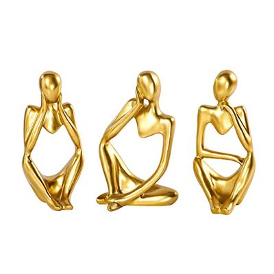 ZASTION BMLCGJ Tänkarstaty gulddekor abstrakt konstskulptur, gyllene harts samlarfigurer för hem vardagsrum kontor hylla dekoration, fantastiska presentidéer (guld)