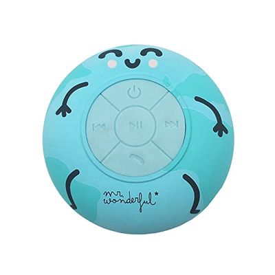 Mr Wonderful Wondee Cassa da doccia Bluetooth con ventosa, Speaker impermeabile IPX4, altoparlante Wireless per doccia e piscina con potente audio stereo a 360°, design originale mappa del mondo