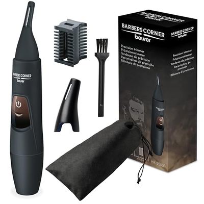 Beurer Rifinitore angolare di precisione HR2000 Barbers, modella e rifinisci sopracciglia, naso, peli delle orecchie, Design angolato, incl. attacco a pettine - 2 lunghezze di taglio (3 e 6 mm)