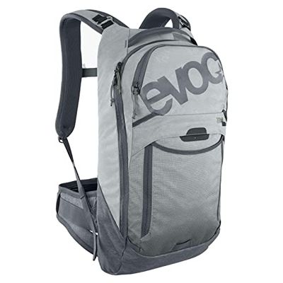 EVOC TRAIL PRO 10l rugzak voor trailrijden & racen, rugzak (lichtgewicht fietsrugzak, LITESHIELD PLUS rugbeschermer, compartiment voor 3l drinkblaas, maat: S/M), steengrijs/koolstofgrijs
